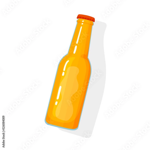 Fototapeta Vector isolated summer image. A bottle of orange drink, fresh cooling lemonade.