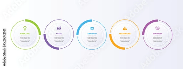 Fototapeta 5-step circular business infographic template design