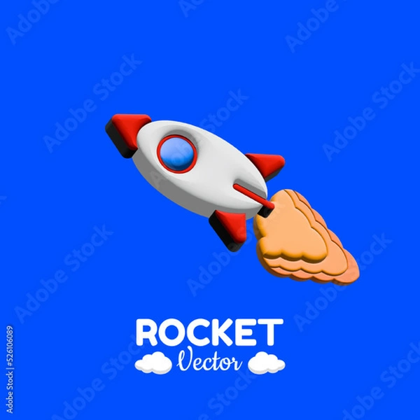 Fototapeta 3d rocket vector image for business,design element,Finance,banner,etc.