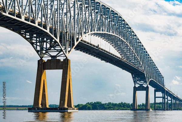 Obraz Francis Scott Key Bridge - steel arch continuous through truss bridge over Patapsco River and outer Baltimore Harbor