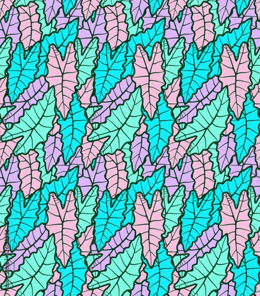 Obraz Seamless colorful floral pattern of leaves
