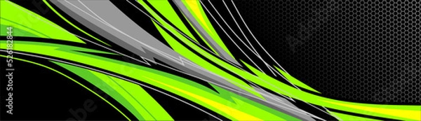 Fototapeta Abstract Car decal design vector. Graphic abstract stripe racing background kit designs for wrap vehicle, race car, rally, adventure and livery