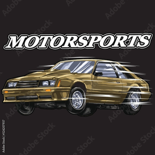 Fototapeta drag racing car isolated on black background for poster, t-shirt print, business element, social media content, blog, sticker, vlog, and card. vector illustration.
