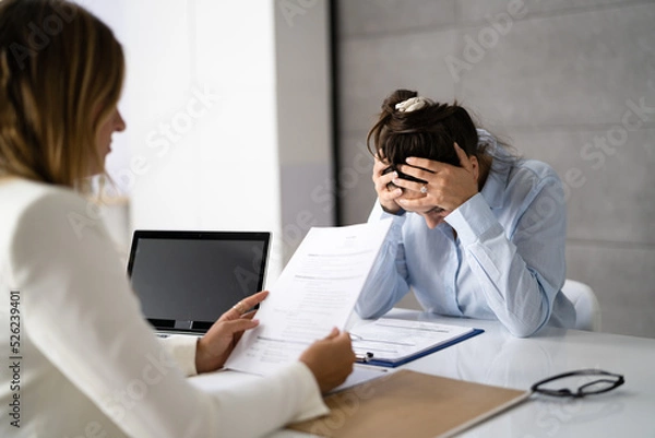 Fototapeta Dissatisfied Worker Job Interview First Impression Mistake