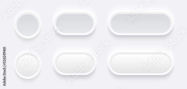 Obraz White buttons for user interface, simple circle 3D modern design