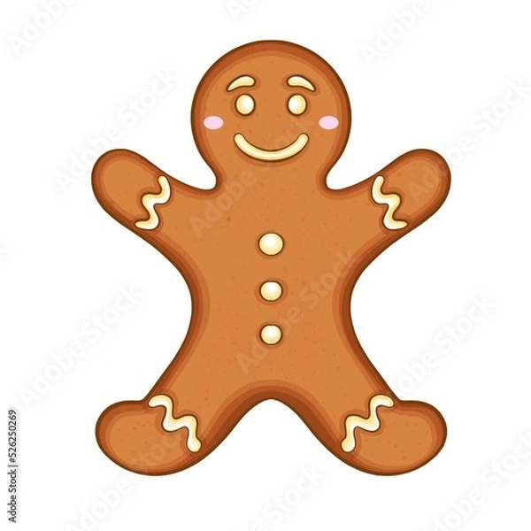 Fototapeta Gingerbread man isolated on a white background