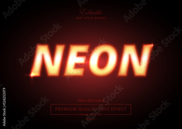 Obraz NEON EDITABLE VECTOR TEXT EFFECT