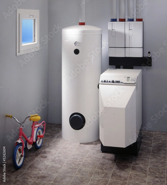 Obraz kocioł balonowy i mały rower