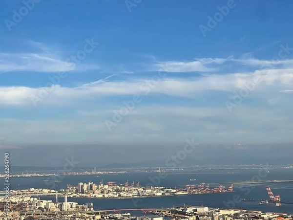 Obraz view of the city
kobe 
sky 
sea
mountain 
reflection 
