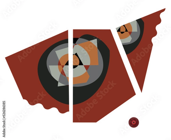 Fototapeta Decorative element in red, black, yellow and grey