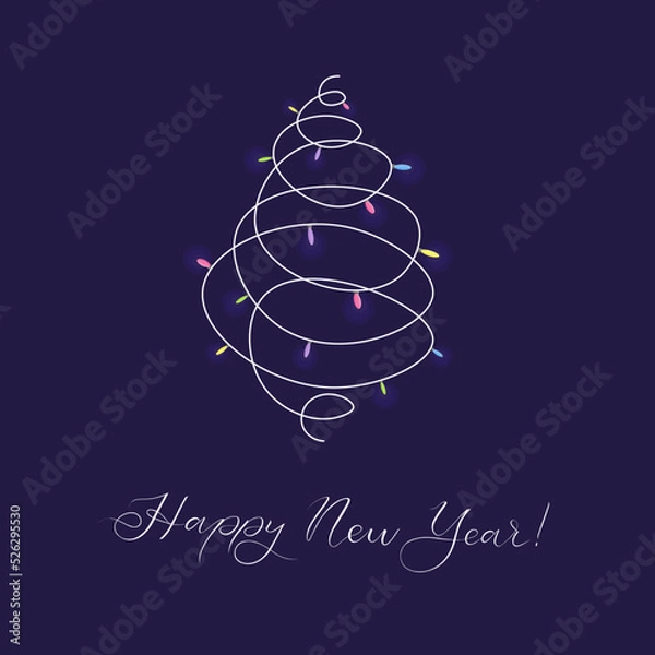 Fototapeta happy new year card vector light christmas tree