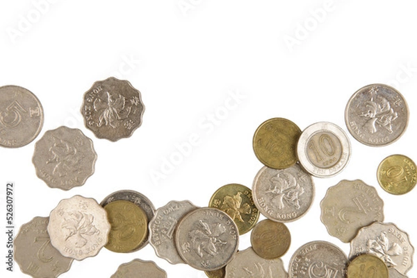 Fototapeta British Coins isolated on a white background with copy space.