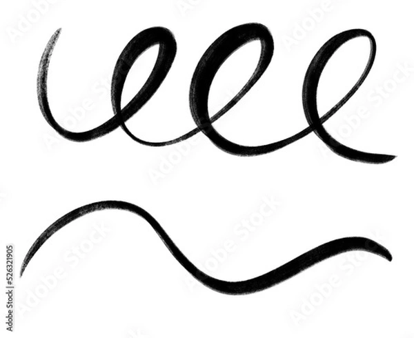 Fototapeta black ink line swirl loop doodle freehand sketch drawing shape form abstrat element