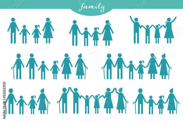 Obraz 家族 二世帯 三世代 家庭 ベクター AI 素材 アイコン