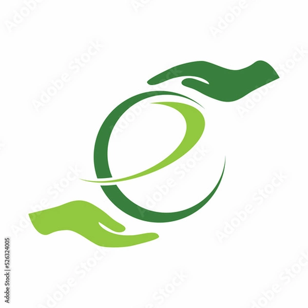 Obraz Letter E Logo Design with Enclosed Hands