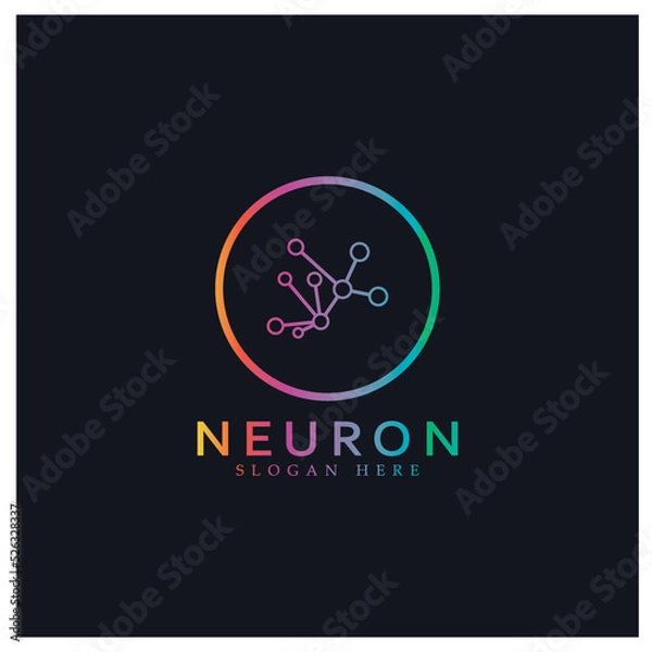 Fototapeta Neuron logo or nerve cell logo design,molecule logo illustration template icon with vector concept