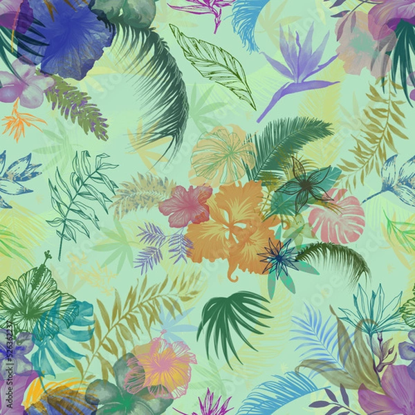 Obraz seamless pattern with tropical flowers