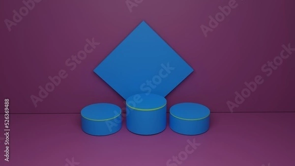 Fototapeta 3D round podium product display platform with magenta background