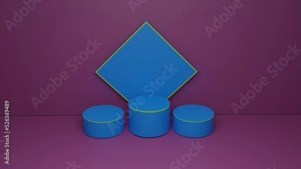 Fototapeta 3D round podium product display platform with magenta background