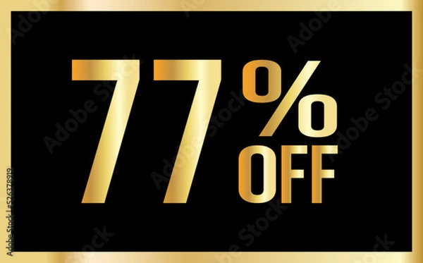 Obraz 77% discount. Golden numbers with black background. Banner for shopping, print, web, sale illustration