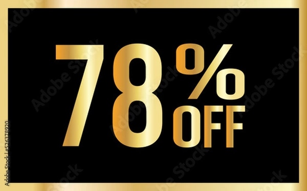 Obraz 78% discount. Golden numbers with black background. Banner for shopping, print, web, sale illustration