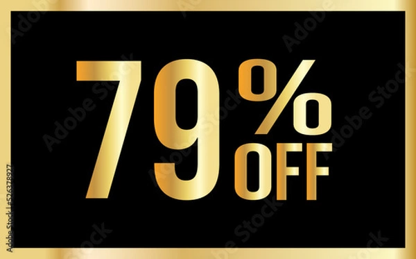 Obraz 79% discount. Golden numbers with black background. Banner for shopping, print, web, sale illustration