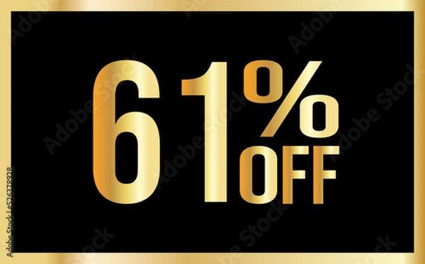 Obraz 61% discount. Golden numbers with black background. Banner for shopping, print, web, sale illustration
