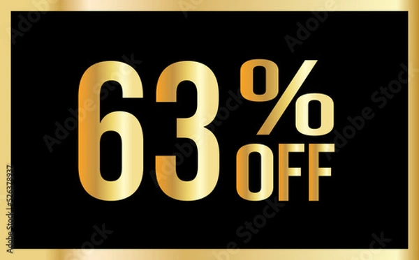 Obraz 63% discount. Golden numbers with black background. Banner for shopping, print, web, sale illustration