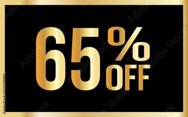 Obraz 65% discount. Golden numbers with black background. Banner for shopping, print, web, sale illustration