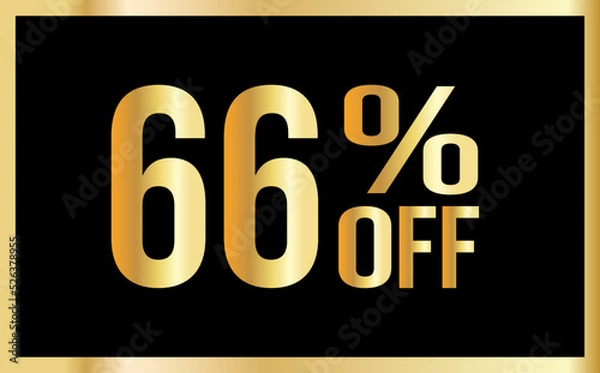 Obraz 66% discount. Golden numbers with black background. Banner for shopping, print, web, sale illustration