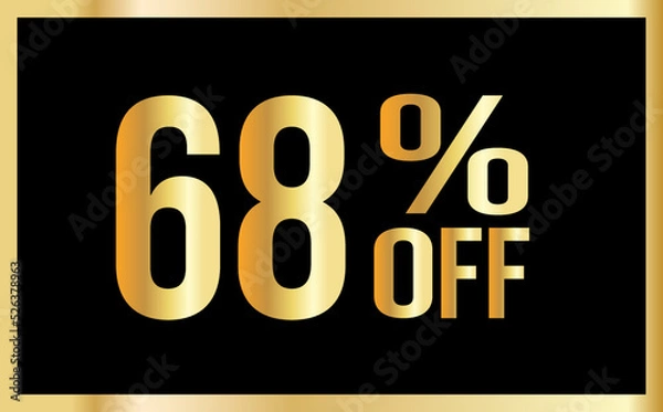 Obraz 68% discount. Golden numbers with black background. Banner for shopping, print, web, sale illustration
