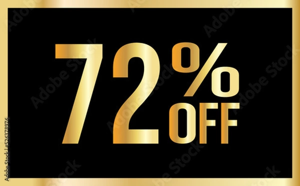 Obraz 72% discount. Golden numbers with black background. Banner for shopping, print, web, sale illustration