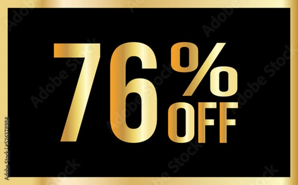 Obraz  76% discount. Golden numbers with black background. Banner for shopping, print, web, sale illustration
