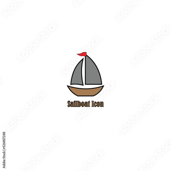 Fototapeta Simple sailing ship vector for icon or logo on white background