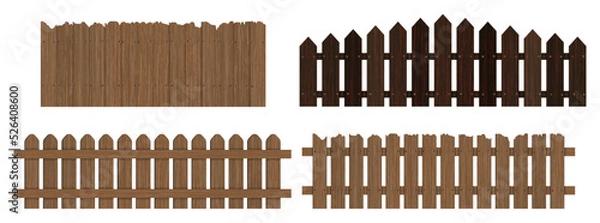 Fototapeta set of wooden fence vector