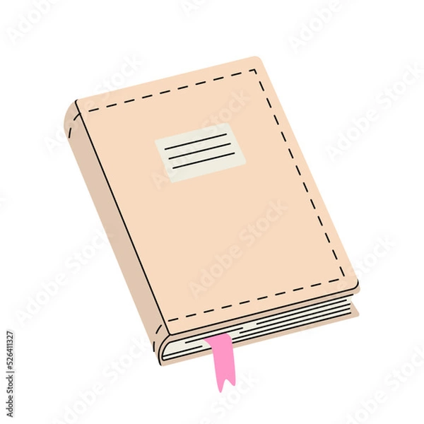 Obraz Notebooks for to do lists, goals, personal plans in hard cover. Diary for notes with a bookmark. Closed organizer or planner. Vector illustration isolated on white background.