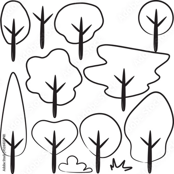 Obraz set of silhouettes of trees