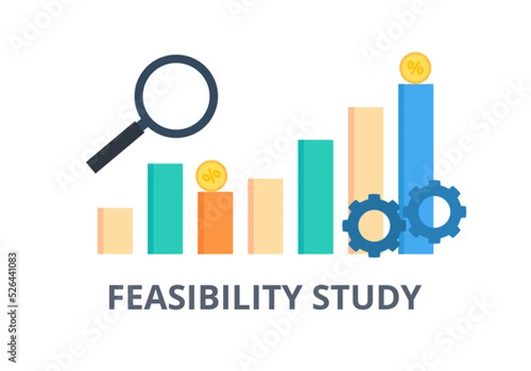 Fototapeta Feasibility study vector. Management, finance and business concept.