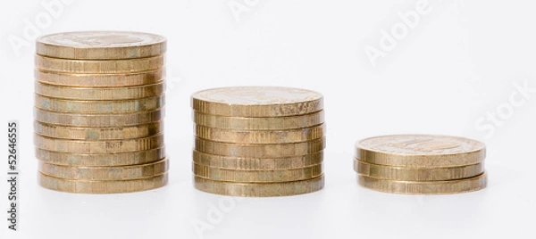 Obraz Three coins on white