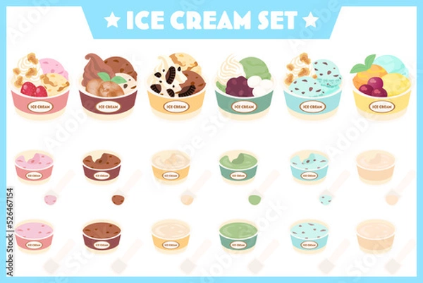 Obraz アイスクリームの素材セット(ベクター)