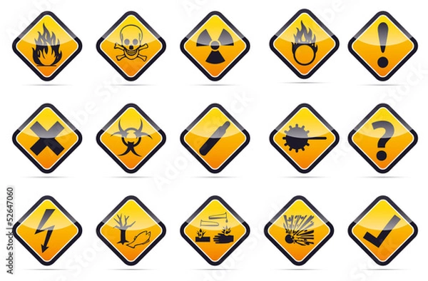 Fototapeta Danger round corner warning sign set