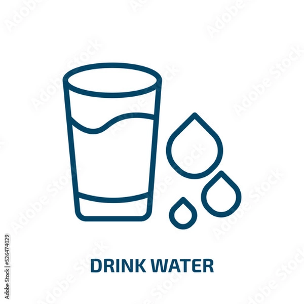 Fototapeta drink water icon from food collection. Thin linear drink water, bottle, water outline icon isolated on white background. Line vector drink water sign, symbol for web and mobile