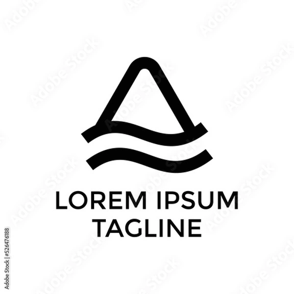 Fototapeta Mountain river logo design vector