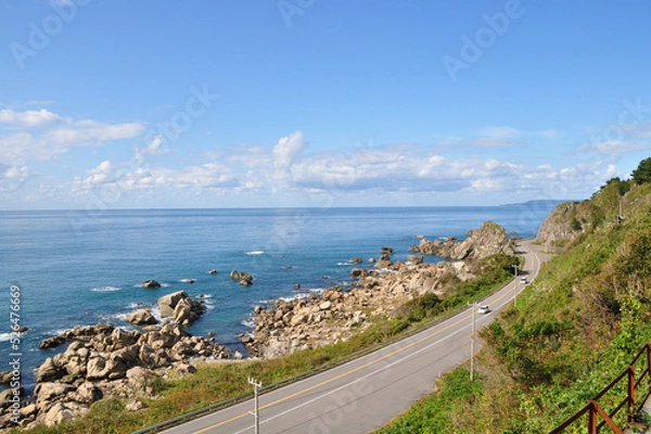 Fototapeta 秋田県・五能線の車窓からの風景