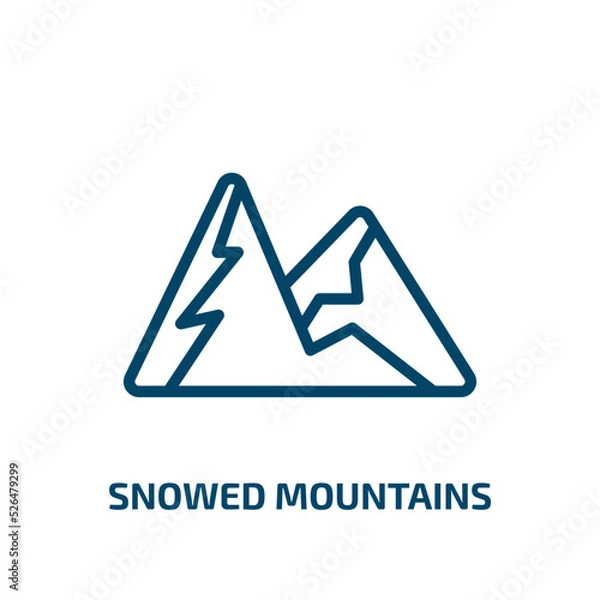 Fototapeta snowed mountains icon from nature collection. Thin linear snowed mountains, rock, mountain outline icon isolated on white background. Line vector snowed mountains sign, symbol for web and mobile