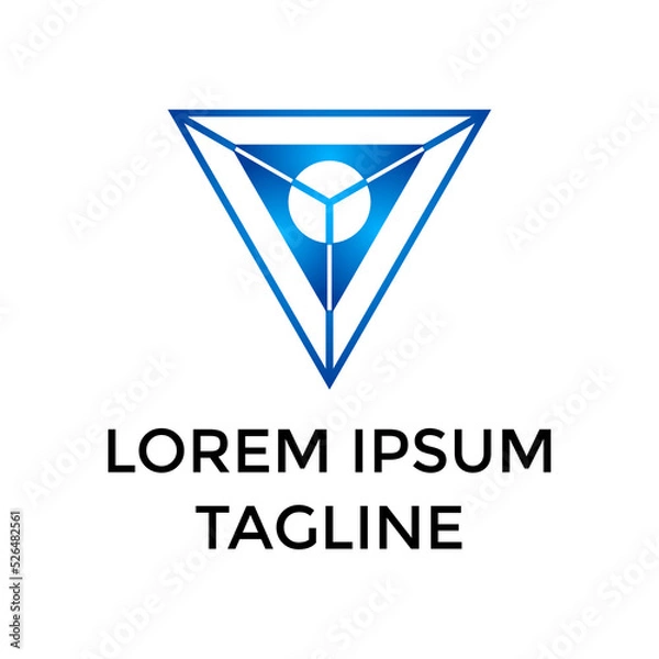 Fototapeta Triangle logo. Technological, innovative logotype