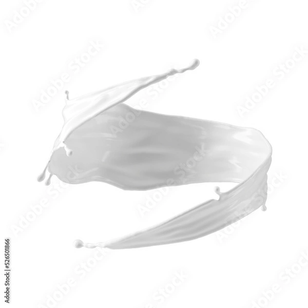 Fototapeta 3d render, milk splash isolated on transparent background. White paint splashing. Cosmetics moisturizing lotion.