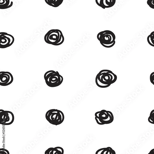 Obraz Scribbled black and white polka dot seamless vector pattern