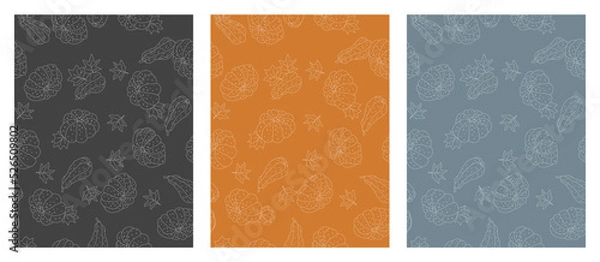 Obraz Autumn posters with pumpkins pattern, fall illustration, halloween pattern, seamless pumpkin pattern
