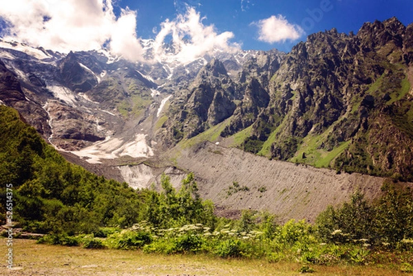 Obraz Typical high mountain landscape in the Caucasus.